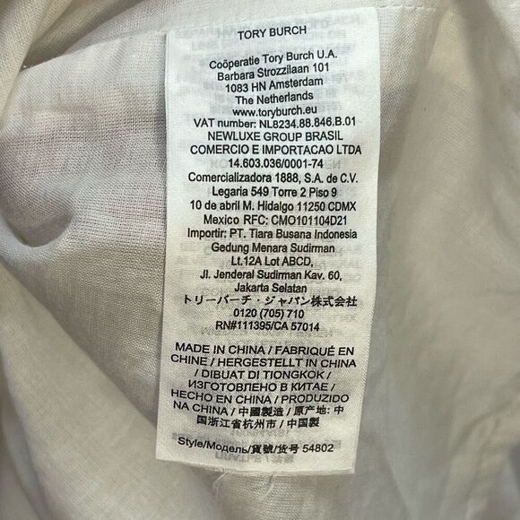 Tory Burch White Embroidered Sleeveless Linen Boho Mini Shift Dress Size Small - Picture 6 of 12